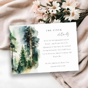 Elegant Watercolor Woodland Forest Wedding Details Enclosure Card