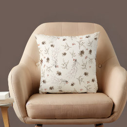 Elegant Watercolor Woodland Winterberry Pattern Cushion