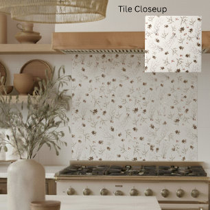 Elegant Watercolor Woodland Winterberry Pattern Tile