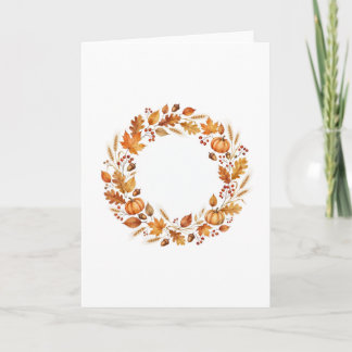 Elegant Watercolor Wreath Thanksgiving Card