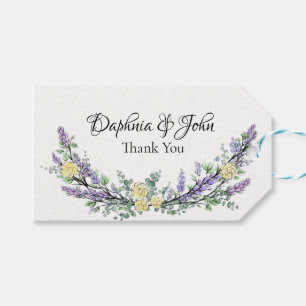 Elegant watercolor yellow roses lavender greenery gift tags