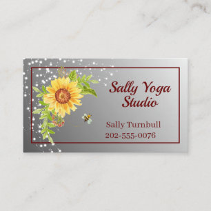 Elegant Watercolor Yellow Sunflower Business Card