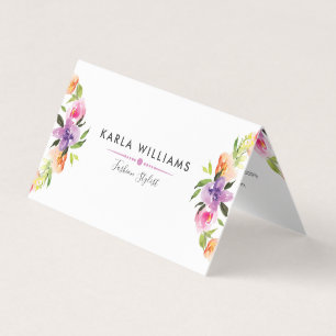 Elegant Watercolors Floral Wreath Business Card