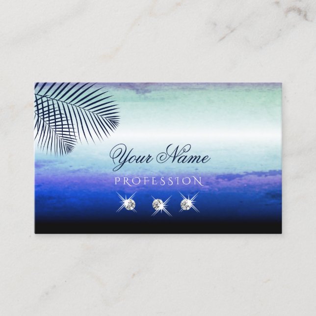 Elegant Watercolors Sky Clouds Sparkling Diamonds Business Card (Front)