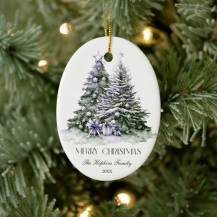 Elegant Watercolour Christmas Tree Ceramic Tree Decoration