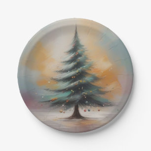 Elegant Watercolour Christmas Tree Paper Plate
