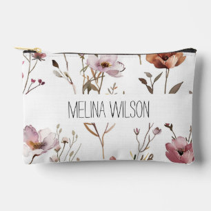 Elegant watercolour floral accessory pouch