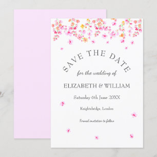 Elegant Watercolour Floral Wedding Save the Date Invitation