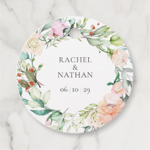 Elegant Watercolour Greenery Floral Favour Tags