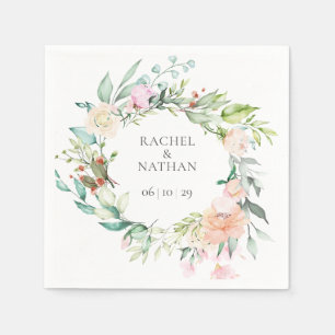 Elegant Watercolour Greenery Floral  Wedding Napkin