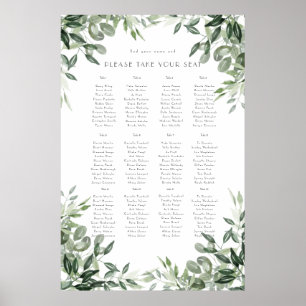Elegant watercolour leaf botanicals hunter green poster