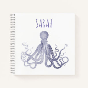 Elegant Watercolour Octopus name Notebook