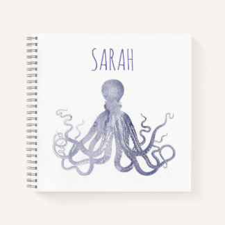 Elegant Watercolour Octopus name Notebook