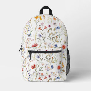 Elegant watercolour wild flower printed backpack