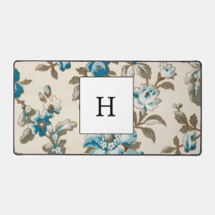 Elegant watercooler Monogramed Flowers Desk Mat