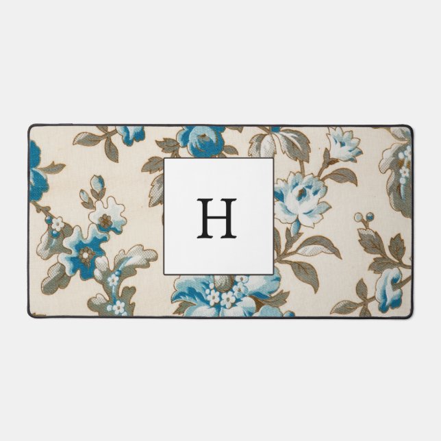 Elegant watercooler Monogramed Flowers Desk Mat (Front)
