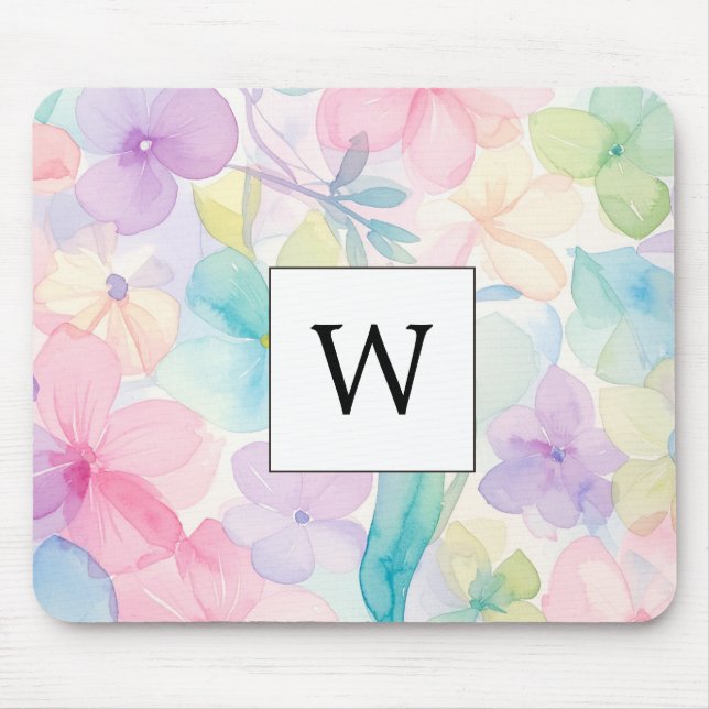 Elegant watercooler Monogramed Flowers   Mouse Pad (Front)