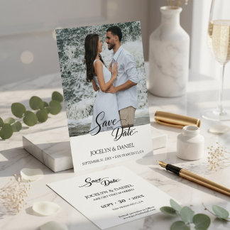 Elegant Waterfall Photo Save the Date Card