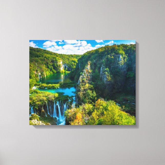 Elegant waterfall scenic, Croatia Canvas Print (Front)
