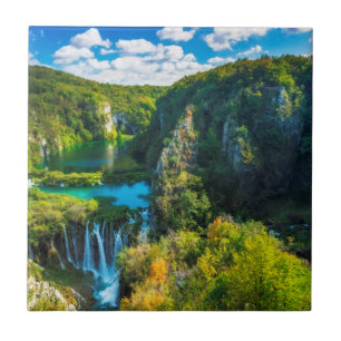 Elegant waterfall scenic, Croatia Tile