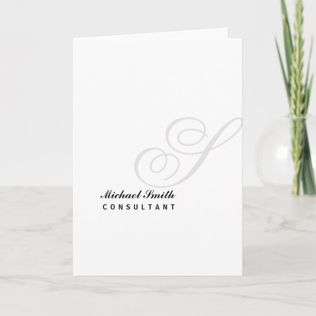 Elegant Watermark Monogram Note Card (Front)