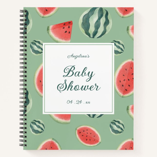 Elegant Watermelon Baby Shower Gift List Notebook (Front)