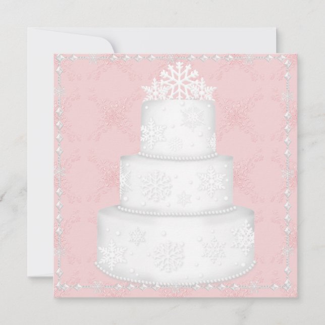 ELEGANT WATERMELON WEDDING CAKE TOPPER INVITATION (Front)