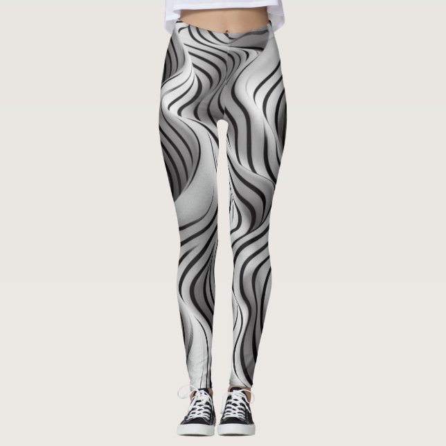 Elegant Waves Fabric Design 3 Leggings (Front)