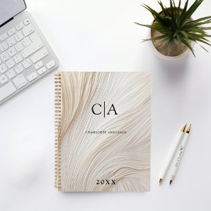 Elegant, waves, monogram planner