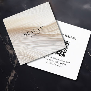 Elegant, waves, salon, QR-Code Square Business Card