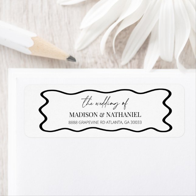 Elegant Wavy Border Wedding Return Address (Insitu)