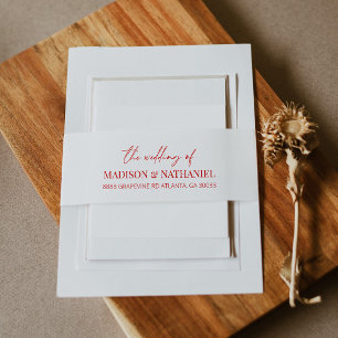 Elegant Wavy Border Wedding Return Address Invitation Belly Band