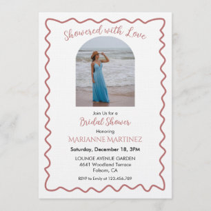 Elegant Wavy Frame Bridal Shower Photo Invitation