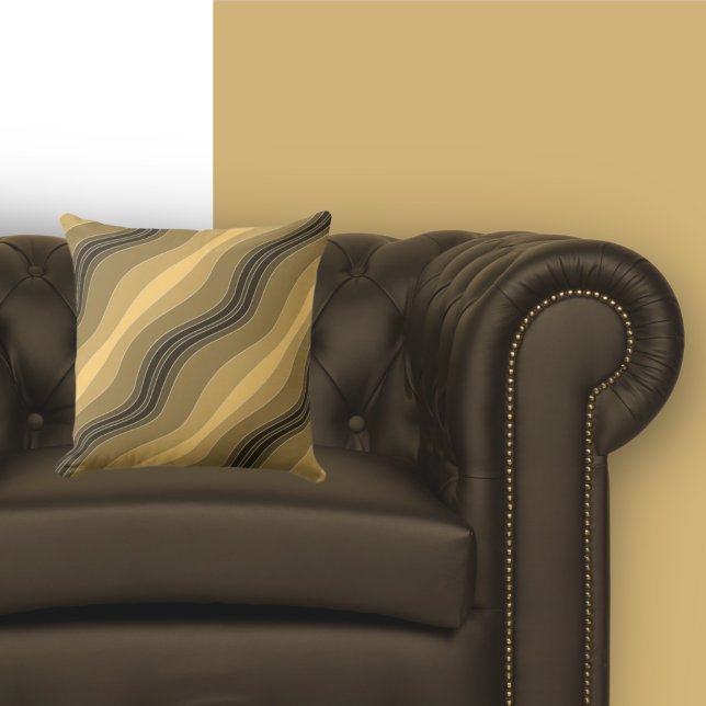 Elegant Wavy Lines Pattern Sandy Brown Cushion (Creator Uploaded)