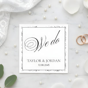 Elegant "We Do" Script Floral Wedding Custom Napkin