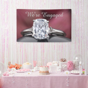 Elegant “We’re Engaged” Diamond Ring Party Banner