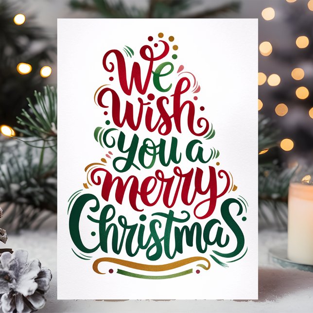 Elegant We Wish You a Merry Christmas Holiday Card (Creator Uploaded)