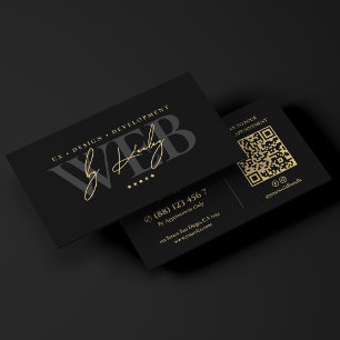 Elegant Web UI UX Designer App Developer Black Business Card