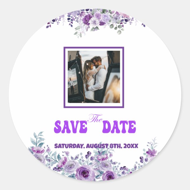 Elegant Wedding 007 by Nasrin Save the Date Classic Round Sticker (Front)