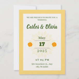 Elegant Wedding a gold design orange flowers Invitation