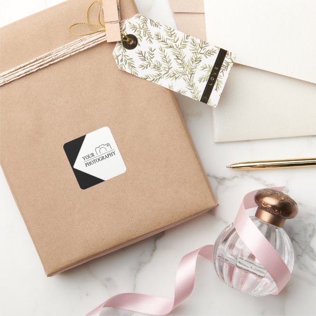 Elegant Wedding Add Personalised Photography Square Sticker (Gifting)