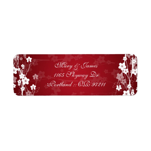 Elegant Wedding Address Cherry Blossom Red (Front)