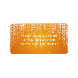 Elegant Wedding Address Night Dazzle Orange Label