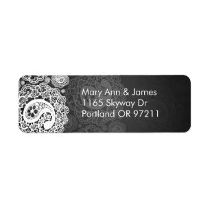Elegant Wedding Address Paisley Lace Black