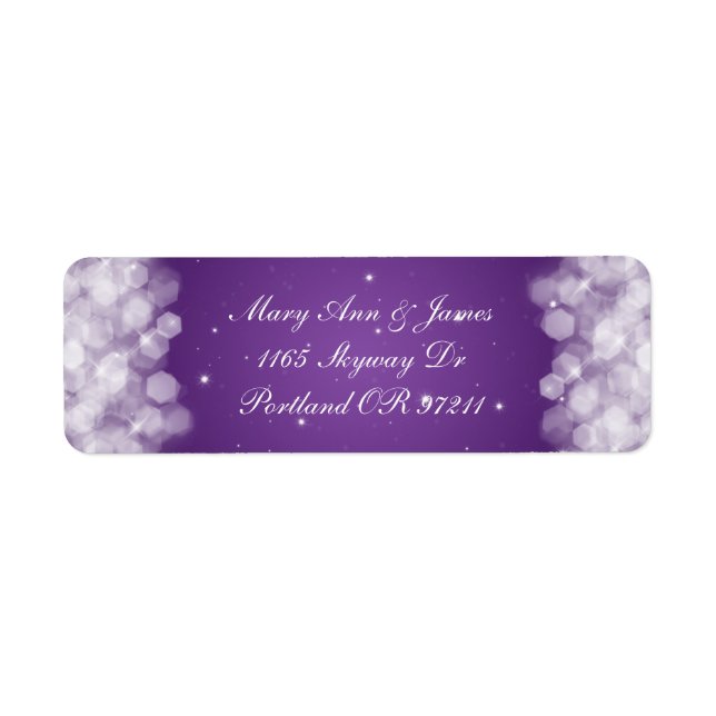 Elegant Wedding Address Party Sparkle Purple (Front)