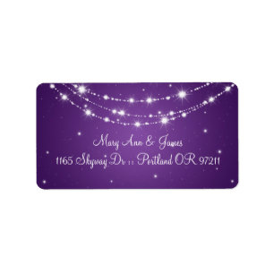 Elegant Wedding Address Sparkling Chain Purple Label