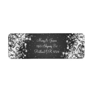 Elegant Wedding Address Sparkling Wave Black