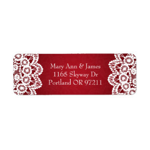 Elegant Wedding Address Vintage Lace Red