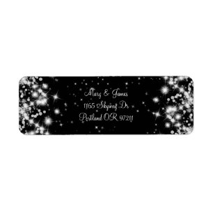 Elegant Wedding Address Winter Sparkle Black