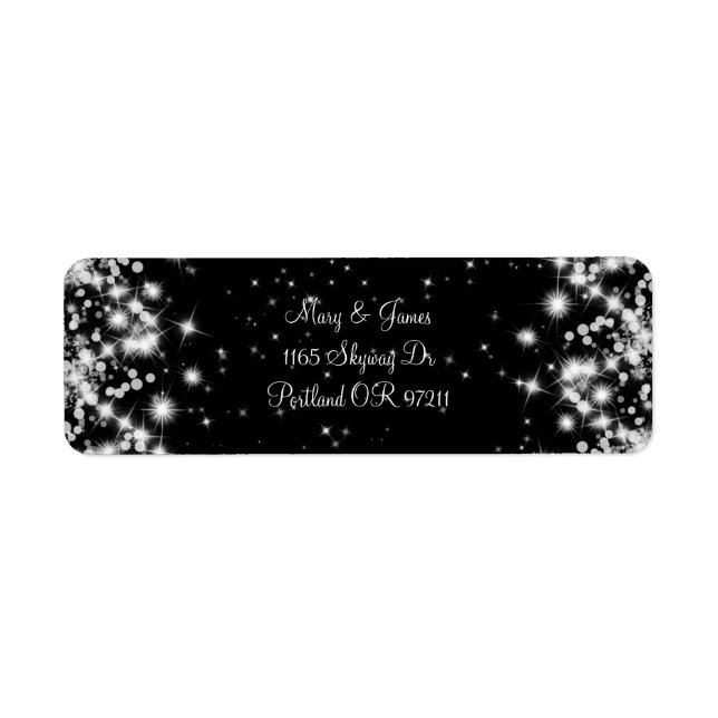 Elegant Wedding Address Winter Sparkle Black (Front)
